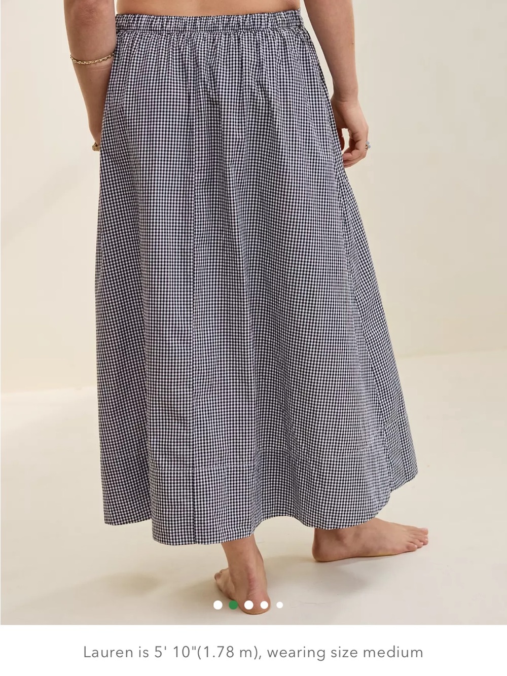 Aerie Cotton Gingham Midi Skirt NWT Sold Out (Medium) - Picture 3 of 10